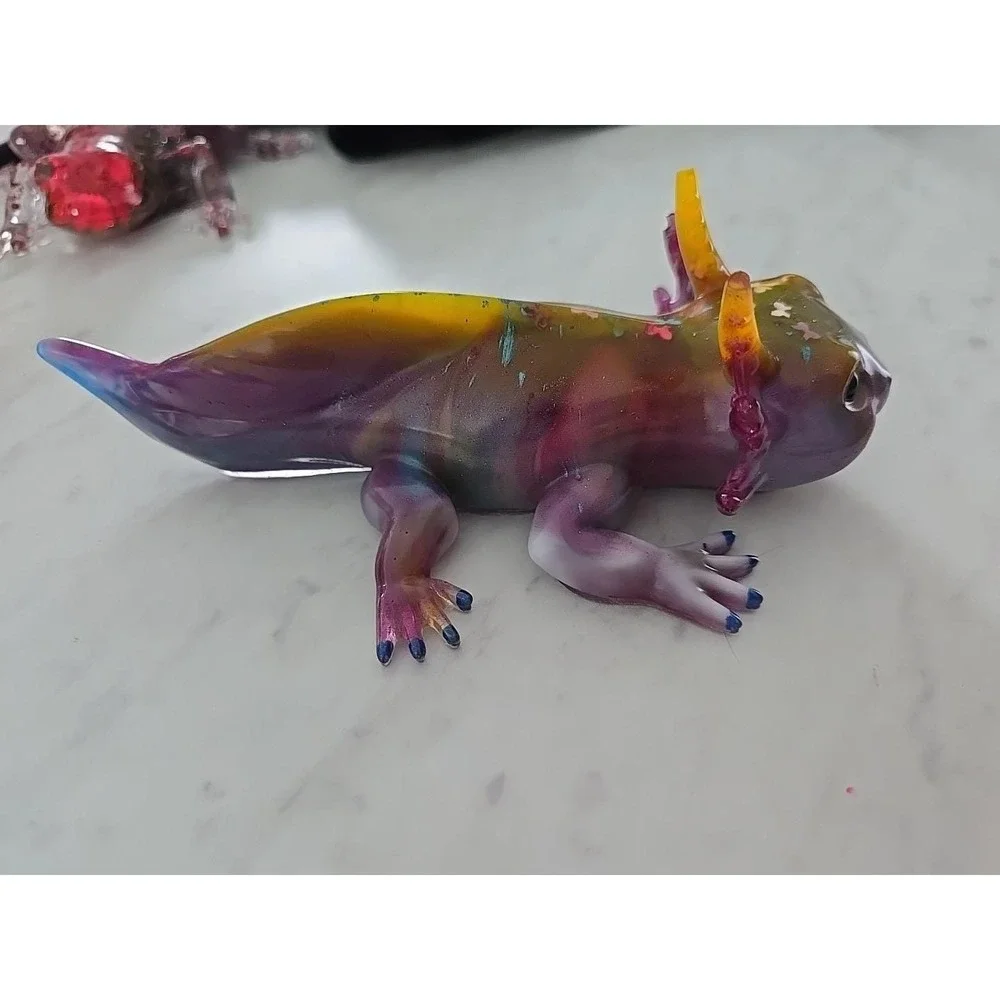 Handmade‎ Resin Axolotl  Multi Colored Decoration Gift Paper Weight. 707